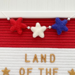 Letter board garland 4th of July decor Letter board accessories Independence Day decor Letter board stars Star garland image 2