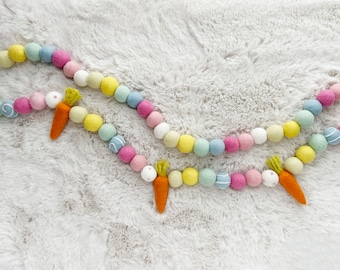 Carrot felt garland - Easter garland - Spring garland - Easter decor - Spring decor - Felt carrots - Pastel garland