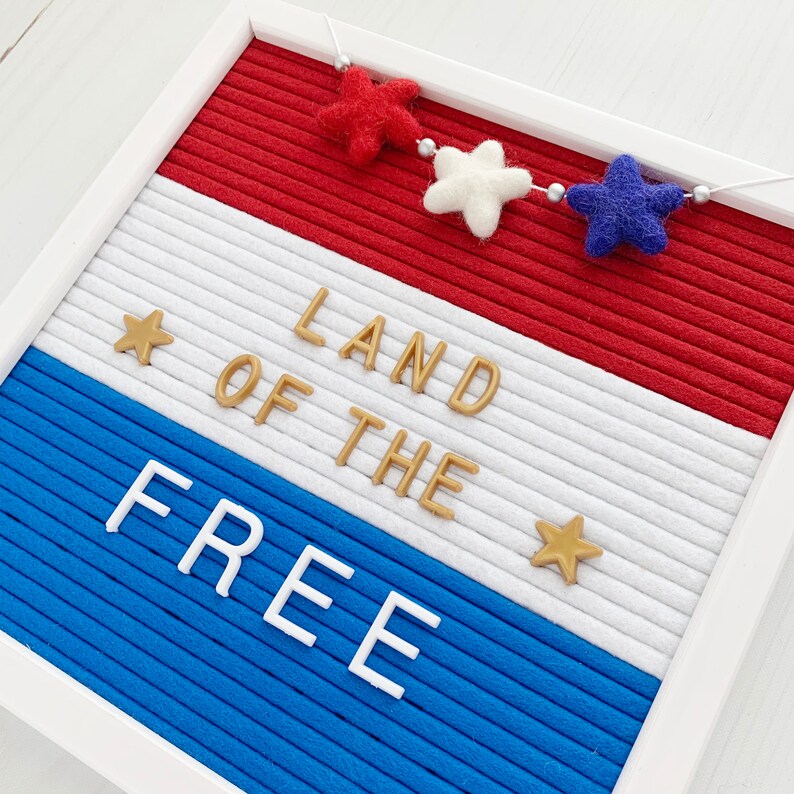 Letter board garland 4th of July decor Letter board accessories Independence Day decor Letter board stars Star garland image 6