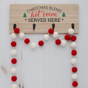 Red and white garland Peppermint Candy garland Felt ball garland Christmas felt ball garland Pom Pom garland image 2