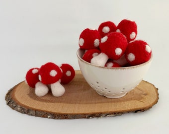 Felt mushroom - Mushroom decor - Woodland nursery decor - Mushroom tiered tray decor - Mushroom vase filler - Felt toadstools - Fairy garden