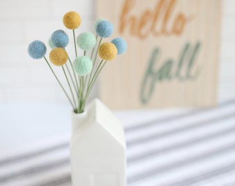 Felt billy balls - Billy buttons - Craspida flowers - Fall Felt flowers - Felt bouquet - Mini bouquet - Mini billy balls