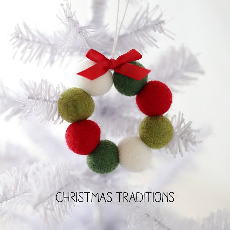 Felt ball wreath ornaments Felt tree ornaments Thin Blue Line Ornament Felt ball ornaments Pom Pom ornament Christmas ornament Christmas Traditions