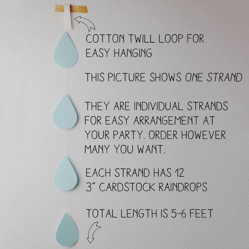 Baby shower Sprinkle banner Blue raindrop garland Baby shower garland Baby sprinkle garland Boy baby shower Baby shower banner