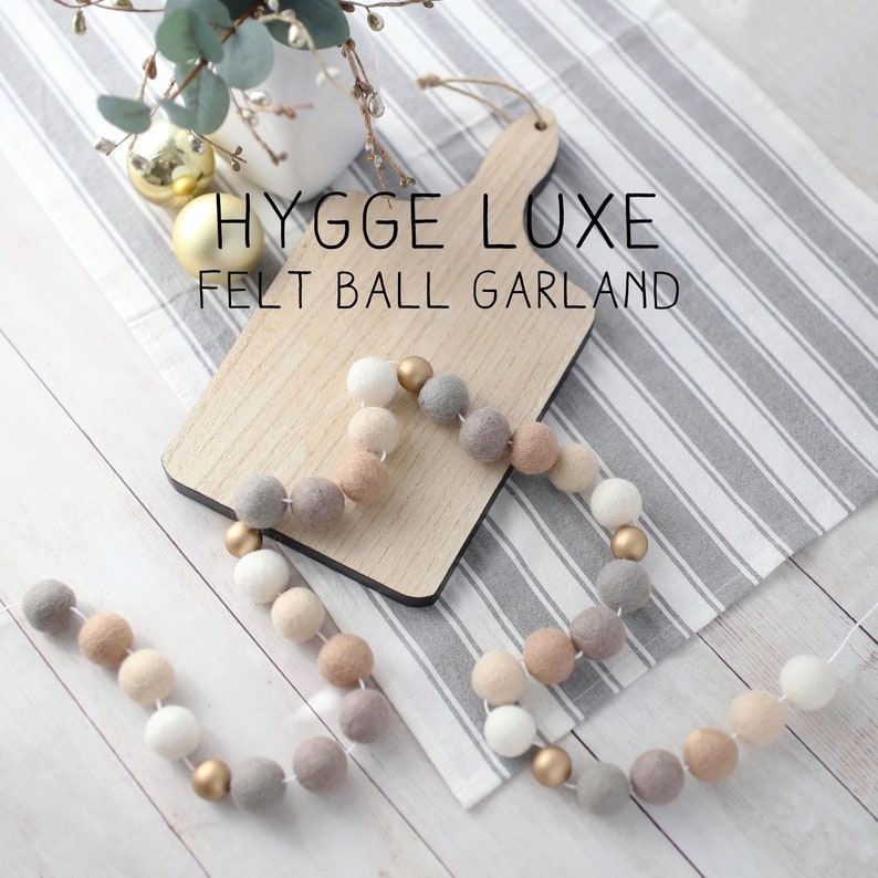 Felt ball Christmas garland Neutral Christmas garland Scandinavian Christmas Holiday party decor Hygge Luxe image 2