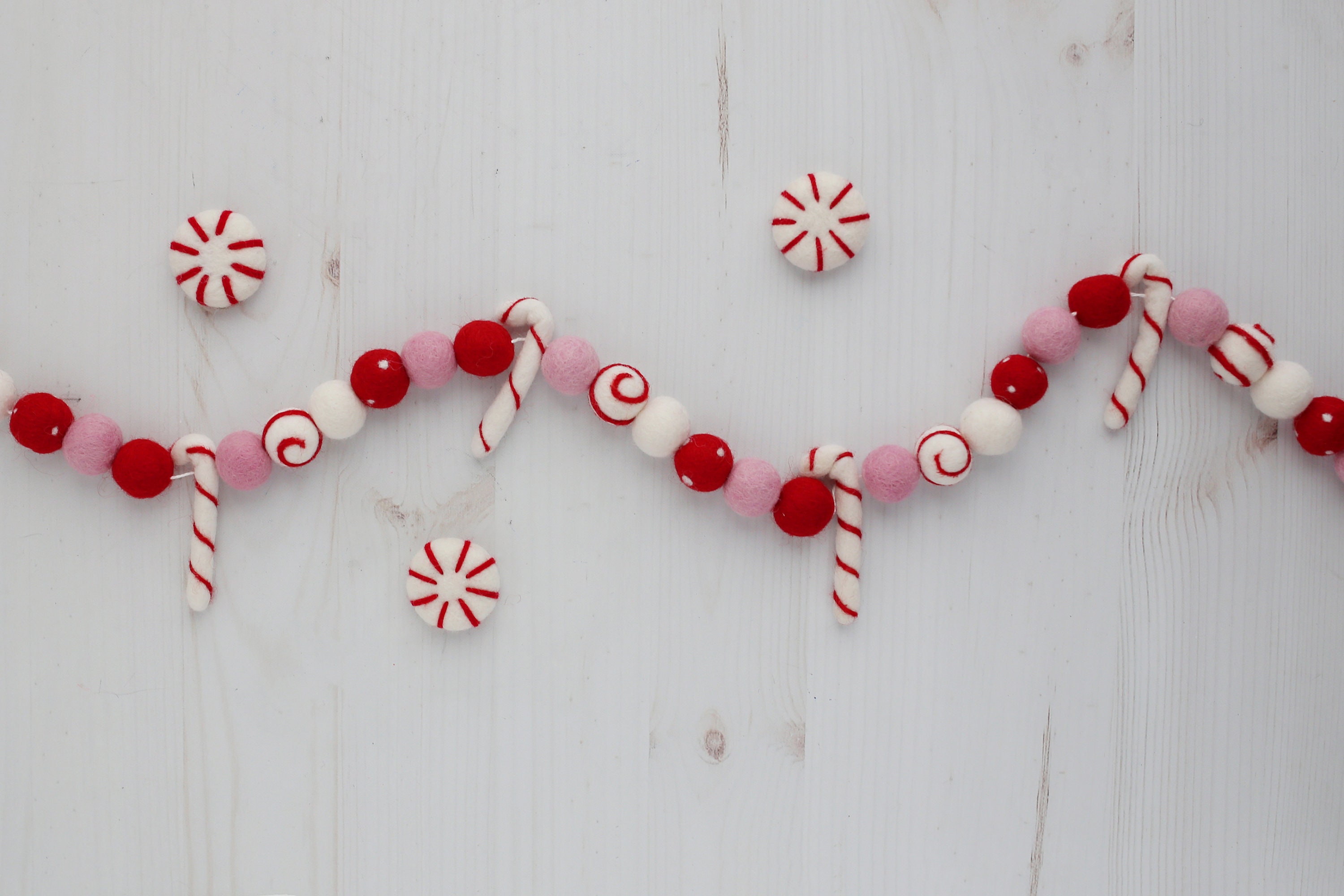 Candy cane garland felt candy cane Peppermint garland Etsy