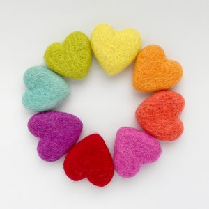 Felt hearts - Loose felt hearts - Solid wool hearts - Pick your own color hearts - Heart tired tray decor - Heart vase filler - DIY garland
