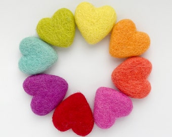 Felt hearts - Loose felt hearts - Solid wool hearts - Pick your own color hearts - Heart tired tray decor - Heart vase filler - DIY garland