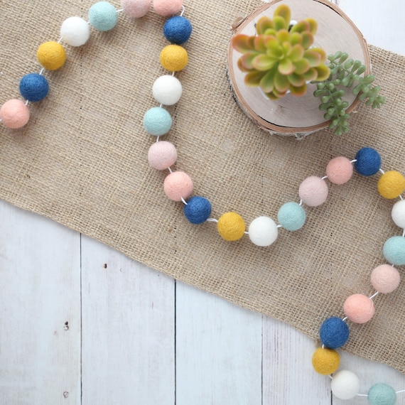 Felt ball garland modern nursery decor pom pom garland monochrome nursery decor monochrome nursery monochrome decor felt ball decor
