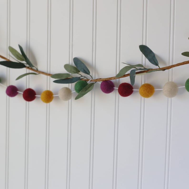 Felt Ball Garland Wool Ball Garland Fall Decor Pom Pom Etsy