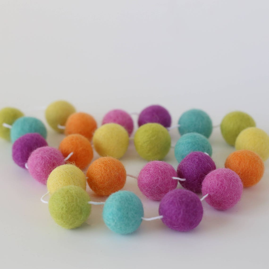 Felt Ball Garland Wool Ball Garland Ice Cream Party Etsy
