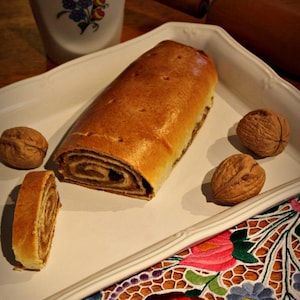Hungarian walnut or poppy seed filled rolls, handmade,  traditional, beigli, bejgli, nut roll.