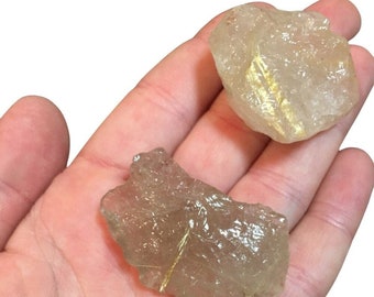 Golden Rutilated Quartz - Raw Rutilated Quartz Crystal - Rough Golden Rutilated Quartz Chunk -  Natural Gold Rutilated Quartz in Raw Form