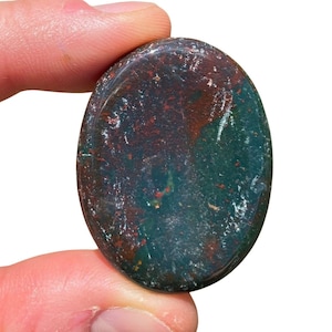 Bloodstone Polished Worry Stone - (1.5&quot;) - Tumbled Bloodstone Palm Stone - Large Bloodstone Crystal - Bloodstone Gemstone - Heliotrope