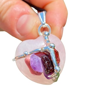 Soulmate Herz Amulett - Liebe und Glück Anhänger - Rosenquarz Kristall Amulett - Soulmate Kristall Halskette - Amulett der Liebe Absicht