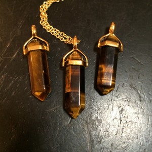 Tigers Eye Necklace - Tigers Eye Point Pendant - Crystal Necklace - Tigers Eye Stone - Tigers Eye Jewelry - Polished Point Pendant
