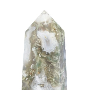 Light Green Moss Agate Point - Standing Moss Agate Stone Tower - One of a Kind Moss Agate Crystal Point - Polished Agate Crystal Tower - #21