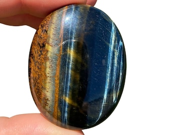 Mixed Tigers Eye Polished Oval Palm Stone - 1.75" - Tumbled Tiger Eye Worry Stone - Gold Tigers Eye - Blue Tiger Eye - Red Tiger Eye Crystal