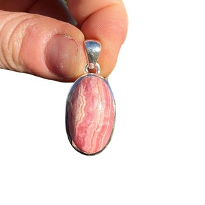 rhodochrosite pendant - rhodochrosite necklace - rhodochrosite jewelry - pink rhodochrosite - Sterling silver - rhodochrosite crystal 1786