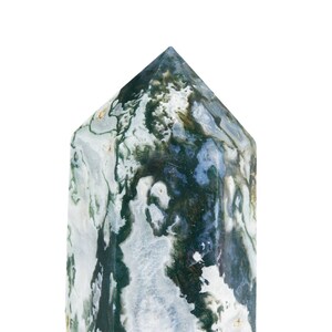 Moss Agate Point with Druzy - Standing Moss Agate Crystal Tower - Polished Moss Agate Crystal Point - One of a Kind Moss Agate Tower - #23