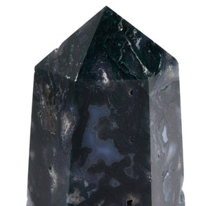 Moss Agate Point - Polished Moss Agate Stone Tower - Standing Moss Agate Crystal Point - Crystal Decor - Moss Agate Stone Point - #3