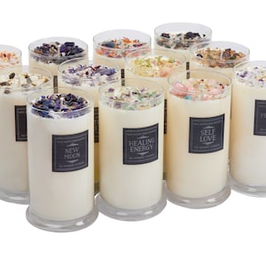Handmade Candles (21oz) - Soy Crystal Candles - Large Soy Candles - Aromatherapy Candles - Jar Container Candles - Soy Intention Candles