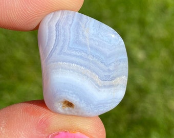 Blue Lace Agate Tumbled Stone - Grade B - Multiple Sizes Available - Tumbled Blue Lace Agate Crystal - Polished Blue Agate Crystal