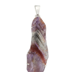 Super 7 stone pendant sterling silver - super seven melody stone slice - cacoxenite crystal pendant - super seven 313