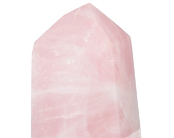 Pointe de cristal de quartz rose sur pied - Tour en pierre de quartz rose - Grande pointe de quartz rose - Tour de cristal poli - Cadeau en cristal rose - 62