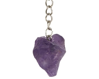 Dark Amethyst Crystal Keychain - Raw Amethyst Keychain - Raw Amethyst Stone Keychain - Amethyst Keychain - Dark Purple Amethyst Crystal