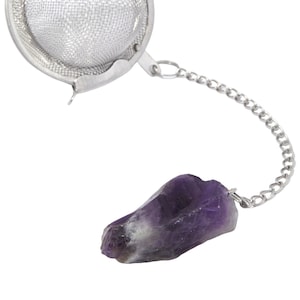 Raw Amethyst Crystal Tea Infuser - Tea Steeper - Amethyst Cute Tea Strainer - Rough Amethyst Tea Ball - Raw Amethyst Stone Tea Diffuser