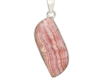 rhodochrosite pendant - rhodochrosite necklace - rhodochrosite jewelry - pink rhodochrosite - Sterling silver - rhodochrosite crystal 1965