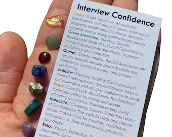 Interview Confidence Stone Chip Set - Job Success - Confidence and Courage Crystal Set - Mini Gemstone Chips - Attract Success Kit