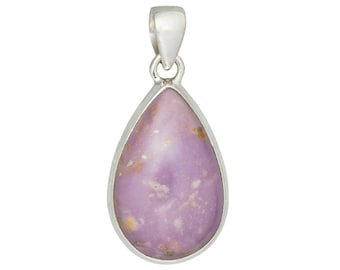 Colgante de fosfosiderita en forma de lágrima - Fosfosiderita pulida en plata de ley - Collar de fosfosiderita en forma de lágrima de cristal morado - 162