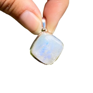 Regenbogen Mondstein Anhänger - Diamant Schnitt Mondstein Halskette - Sterling Silber - Regenbogen Mondstein Kristall Schmuck - Mondstein Anhänger 287