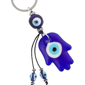 Glass Hamsa Schlüsselanhänger - Evil Eye Schlüsselanhänger - Hamsa Hand Schlüsselanhänger - Hamsa Charm - Evil Eye Schutz Schlüsselanhänger - Power & Stärke - 30% Aus