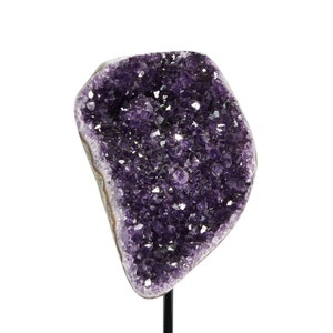 Raw Amethyst Cluster with Metal Stand - Large Amethyst Crystal Cluster - One of a Kind Amethyst Geode - Rough Amethyst Geode on a Stand - 43