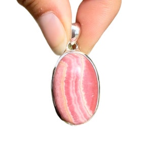 rhodochrosite pendant - rhodochrosite necklace - rhodochrosite jewelry - pink rhodochrosite - Sterling silver - rhodochrosite crystal 1734