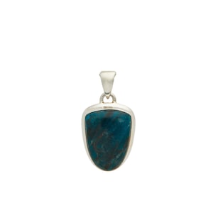 Polished Neon Blue Apatite Pendant - Sterling Silver - Blue Apatite Crystal Necklace  - Blue Apatite Crystal Jewelry - Apatite Pendant #287