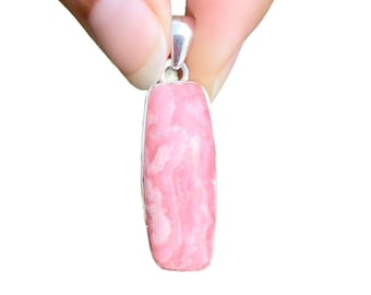 rhodochrosite pendant - rhodochrosite necklace - rhodochrosite jewelry - pink rhodochrosite - Sterling silver - rhodochrosite crystal 1812