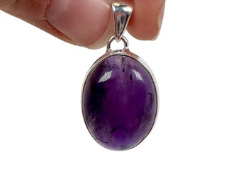 Colgante de amatista - Joyas de amatista - Collar de cristal - Collar de amatista - Chakra de la corona - Colgante de plata de ley - Amatista 1714