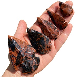 Mahogany Obsidian Arrowhead (1" - 5") Mahogany Obsidian Crystal Arrowhead - Carved  Obsidian Stone Arrowhead - Raw Mahogany Obsidian