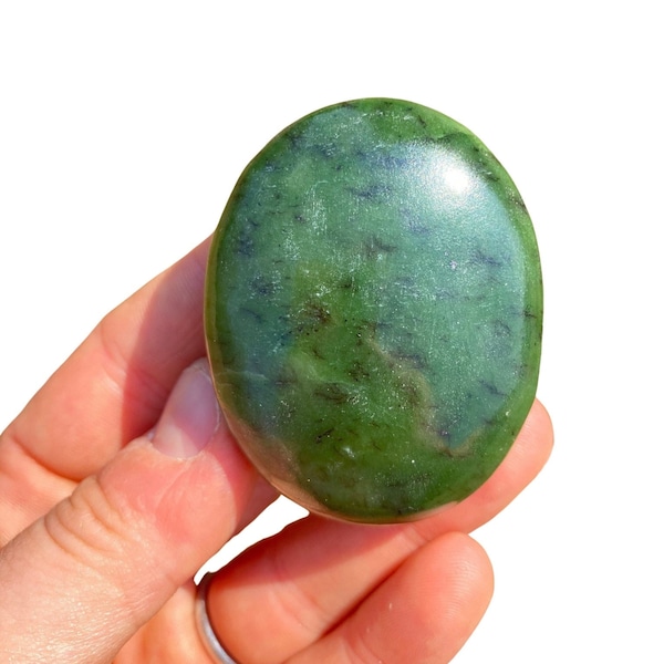 Nephrite Jade Palm Stone (1" - 4") - Nephrite Jade Stone - Polished Green Jade Oval Palm Stone - Tumbled Jade Crystal - Green Jade Gemstone