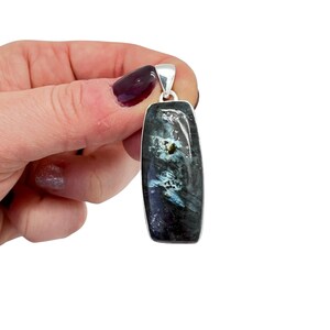 Larvikite Necklace sterling silver - Black Labradorite Pendant - Larvikite Jewelry - Crystal necklace - larvikite pendant - 643