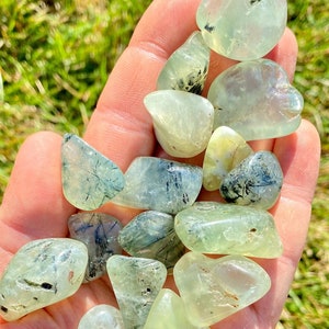 Prehnite Tumbled Crystal - Grade A - Multiple Sizes Available - Tumbled Prehnite Stone with Epidote - Polished Green Prehnite Gemstone