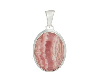 rhodochrosite pendant - rhodochrosite necklace - rhodochrosite jewelry - pink rhodochrosite - Sterling silver - rhodochrosite crystal 2004