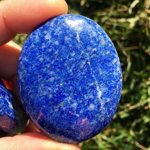 Lapis Lazuli Stone Lapis Lazuli Palm Stone Grade A Polished Lapis Lazuli Palm Stone Crystal Tumbled Blue Lapis Lazuli Worry Stone image 3