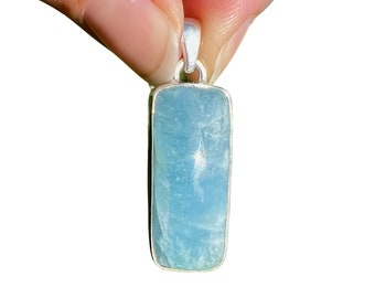 Aquamarine Pendant - Sterling silver pendant - aquamarine necklace - aquamarine jewelry - natural aquamarine crystal 749