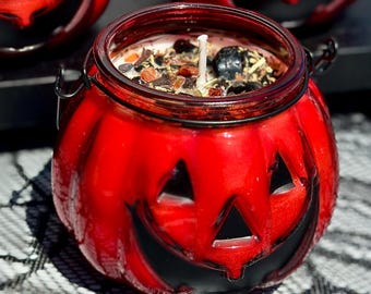 Bougie Jack-o-Lantern - Bougie en cristal d'Halloween - Bougie Samhain - Bougie citrouille d'automne - Bougie de soja - Bougie automne - Fait main !