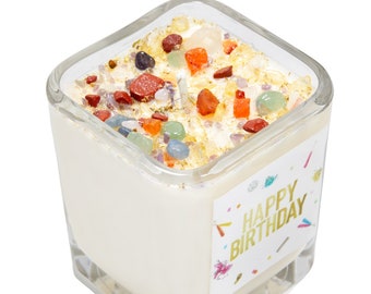 Happy Birthday Candles - Birthday Cake Candle - Vanilla Cake Candle - Soy Cake Scented Candle - Happy Birthday Candle Gift - Handmade Candle